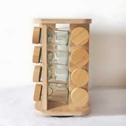 Rotating Spice Rack with 16 Glass Jars